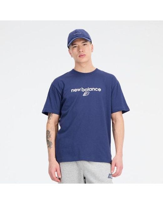 Hombre Nb Sport Seasonal Graphic Brand T-Shirt En, Algodón, Talla New Balance de hombre de color Blue