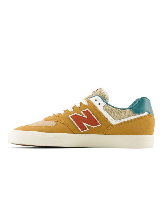 New Balance Yellow Nb Numeric 574 Vulc In Brown/green Suede/mesh for men
