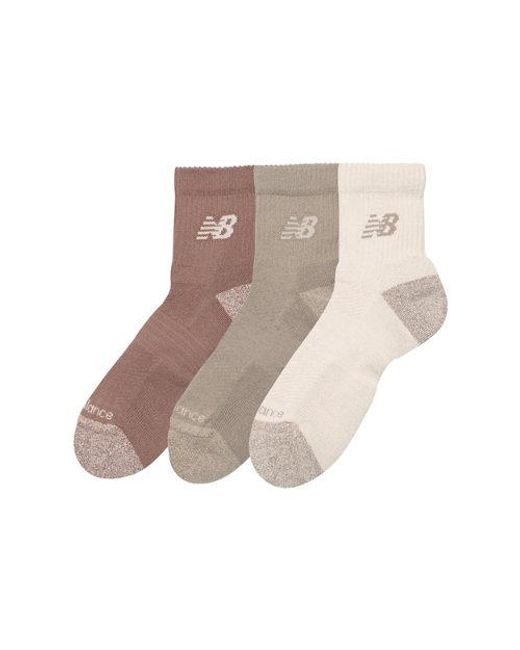 Active Qtr Socks 3 Pack, Poliéster, Talla New Balance de color Brown