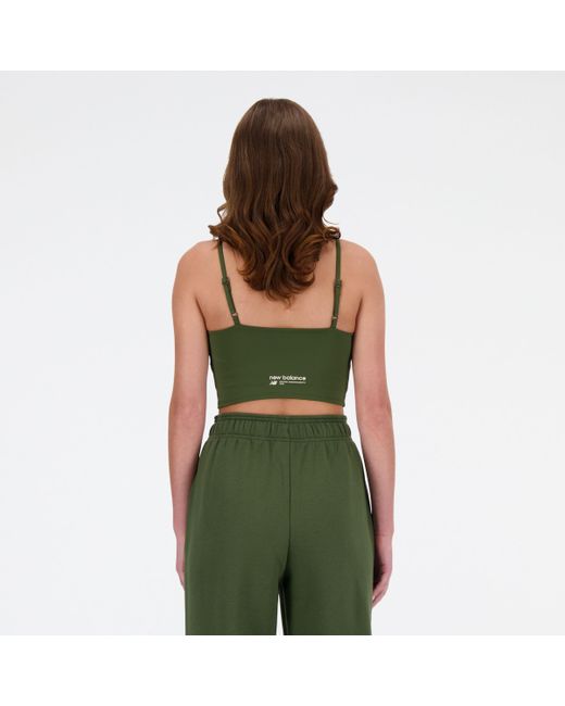 New Balance Nb Harmony Light Support Sports Bra In Green Poly Knit