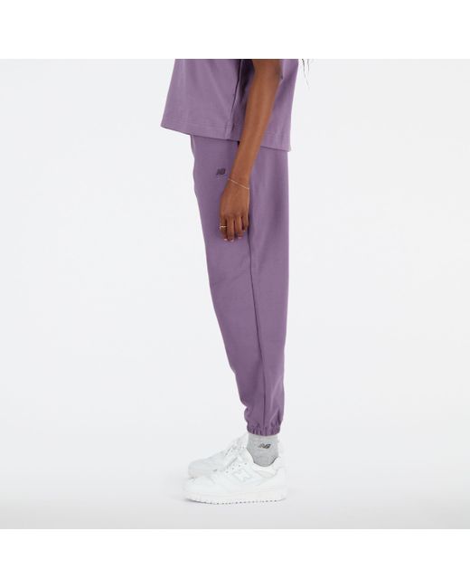 New Balance Sport Essentials Premium Fleece Pant In Purple Cotton