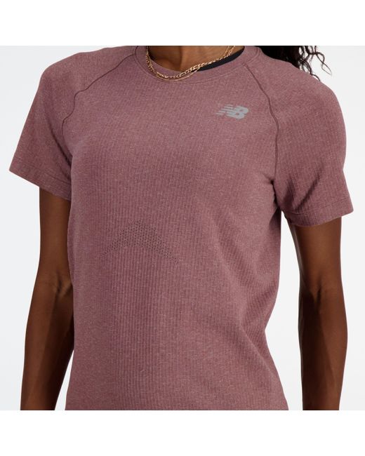 New Balance Purple Knit Slim T-shirt In Brown Poly Knit