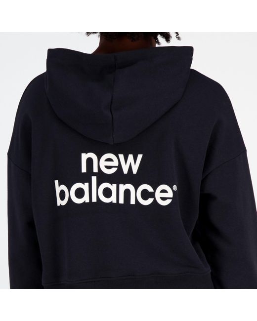 New Balance Blue Essentials Reimagined Archive French Terry Hoodie In Black Cotton