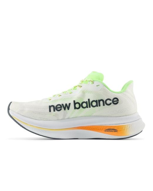 New Balance Fuelcell Supercomp Trainer V2 In White/green/orange Synthetic