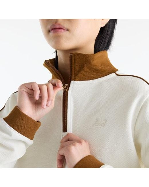 New Balance White Sport Legacy Pique 1/4 Zip Shirt