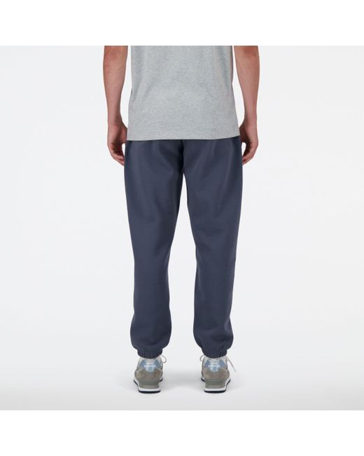 New Balance Blue Iconic Collegiate Fleece jogger In Grey Poly Fleece for men