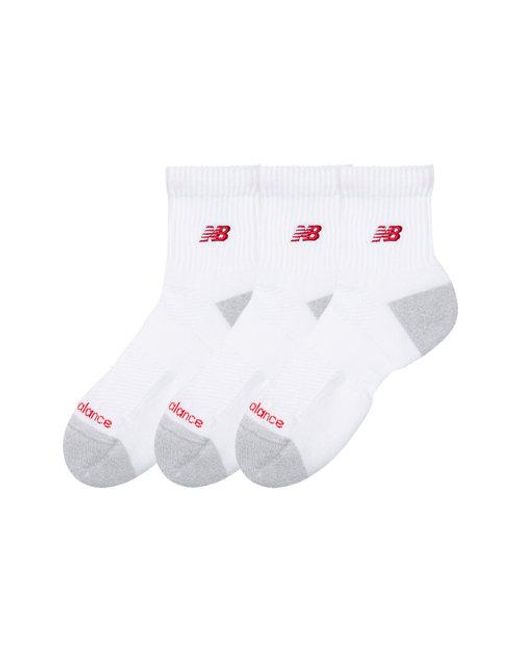 New Balance White Active Premium Qtr 3 Pack Socks 3 Pack