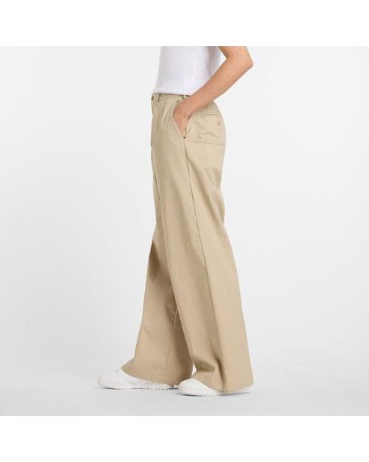 Mujer Boylston Twill Trouser En, Sarga De Algodón, Talla New Balance de color Natural