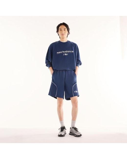 New Balance Blue Trackside French Terry Short 7" for men