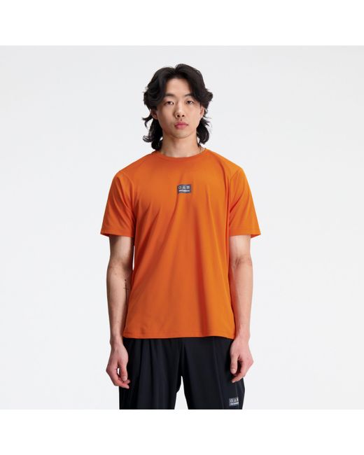 New Balance Orange Impact Run At N-vent Short Sleeve In Red Poly Knit for men