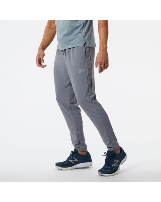 New Balance Black Nb Tech Training Knit Track Pant In Grey Poly Knit for men