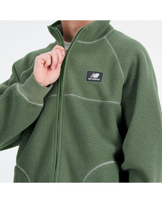 New Balance Athletics Polar Fleece Full Zip In Green Poly Knit for men