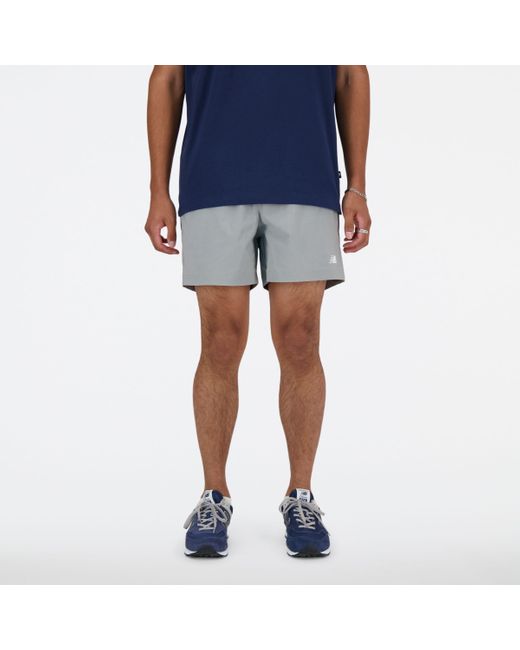 New Balance Blue Athletics Stretch Woven Short 5" In Polywoven for men