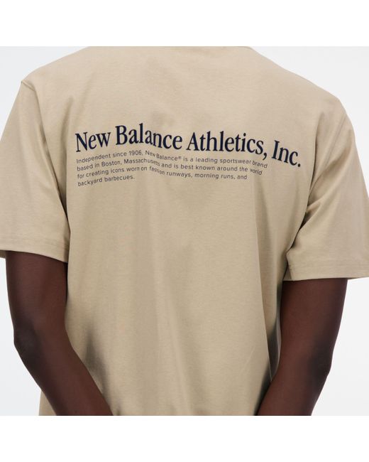 New Balance Blue Athletics Flocked T-shirt In Cotton for men