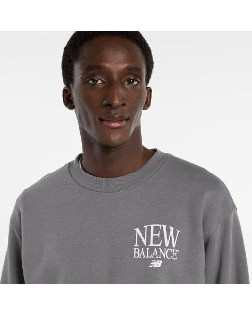 New Balance Gray Reimagined Fleece Crew for men