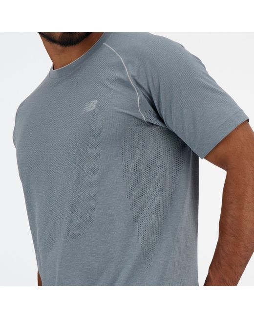 Knit t-shirt in grigio di New Balance in Blue da Uomo