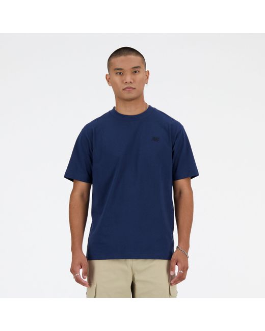 New Balance Athletics cotton t-shirt in blau in Blue für Herren