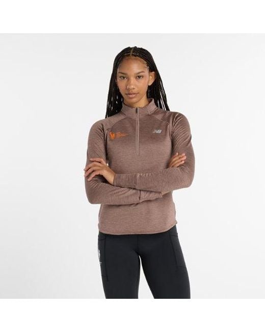 New Balance Brown Nyc Marathon Athletics Heat Grid 1/2 Zip