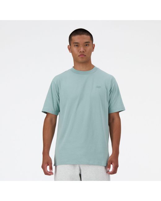 New Balance Blue Athletics Cotton T-shirt In Green for men