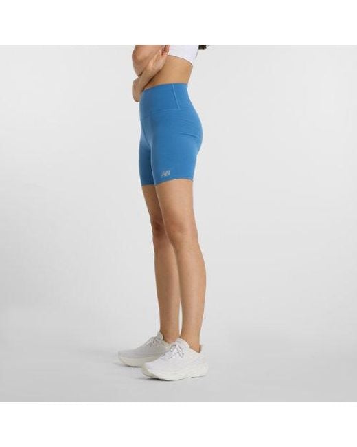 New Balance Blue Nb Harmony High Rise Short 6"