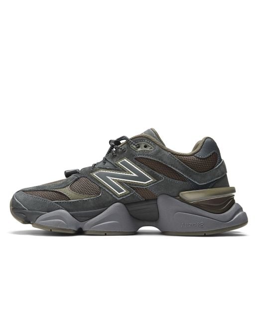 New Balance Gray 9060 In Grey/green/black Leather