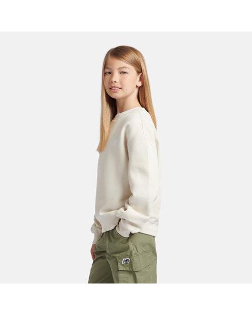 New Balance Natural Girls Brush Back Small Logo Crew