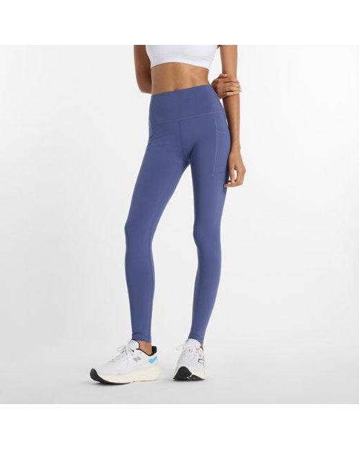 New Balance Blue Nb Sleek Pocket High Rise Legging 27"