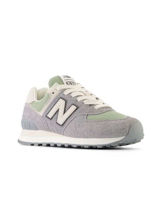 New Balance Gray 574 In Suede/mesh