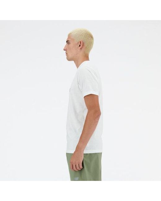 New Balance Sport Essentials Heathertech Graphic T-shirt In White Poly Knit for men