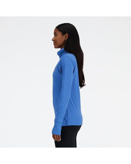 Femme Sport Essentials Space Dye Quarter Zip En, Poly Knit, Taille New Balance en coloris Blue