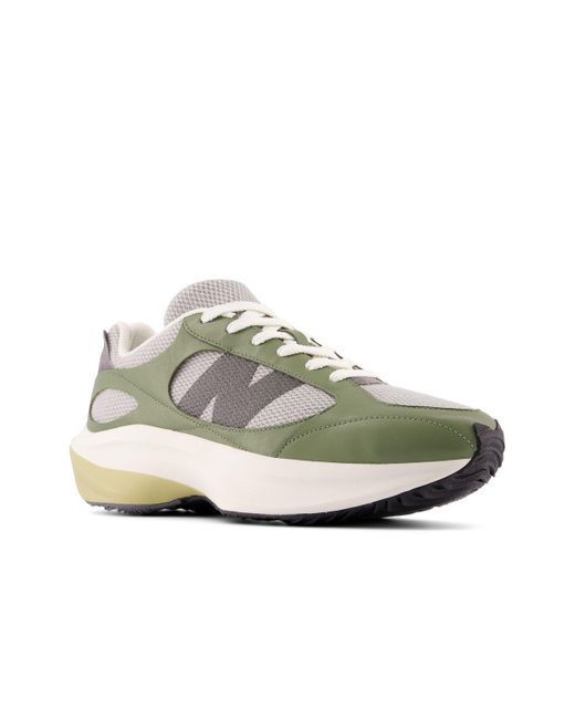 New Balance Gray Wrpd Runner In Green/white Suede/mesh