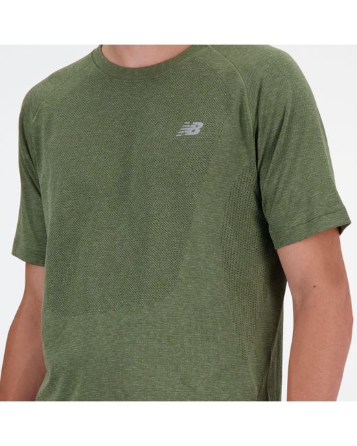 New Balance Knit T-shirt In Green Poly Knit for men