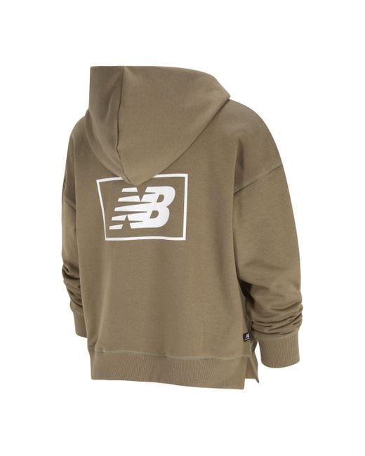 New Balance Essentials French Terry Hoodie In Green Cotton Fleece