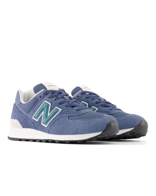 New Balance 574 In Blue/green Suede/mesh