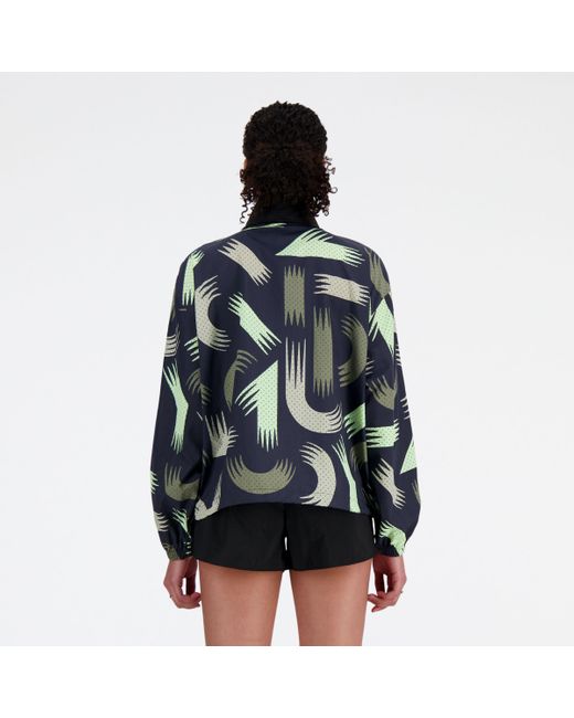 New Balance Blue London Edition Printed Nb Athletics Woven Jacket In Black Polywoven