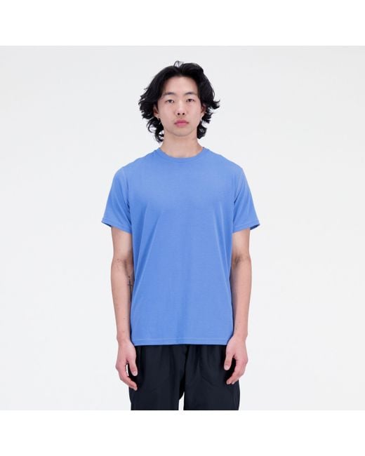 New Balance R.w. Tech Tee With Dri-release In Blue Poly Knit for men