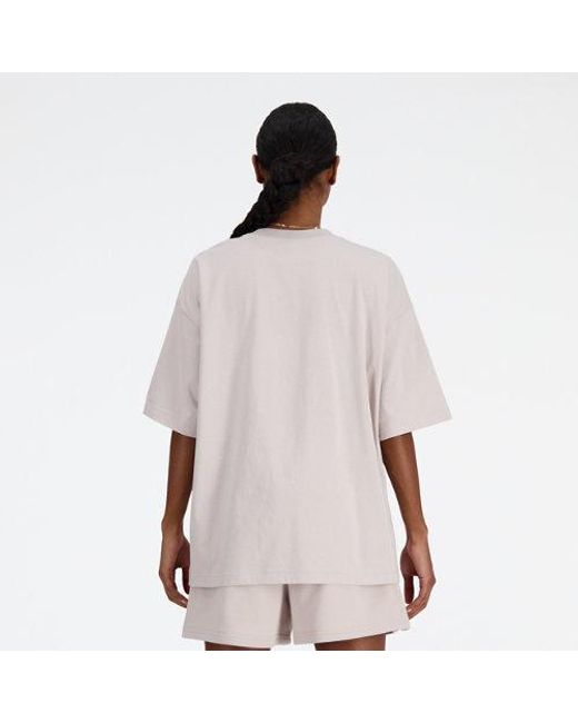 Femme Linear Heritage Jersey Oversized T-Shirt En, Cotton Jersey, Taille New Balance en coloris Multicolor