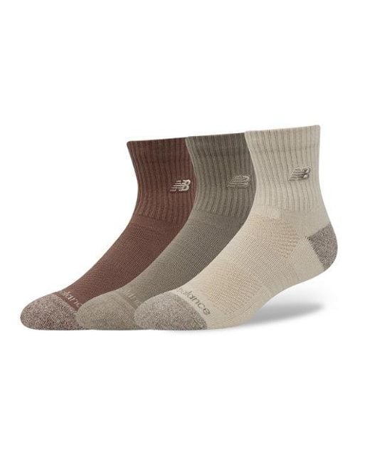 New Balance Brown Active Premium Qtr 3 Pack Socks 3 Pack