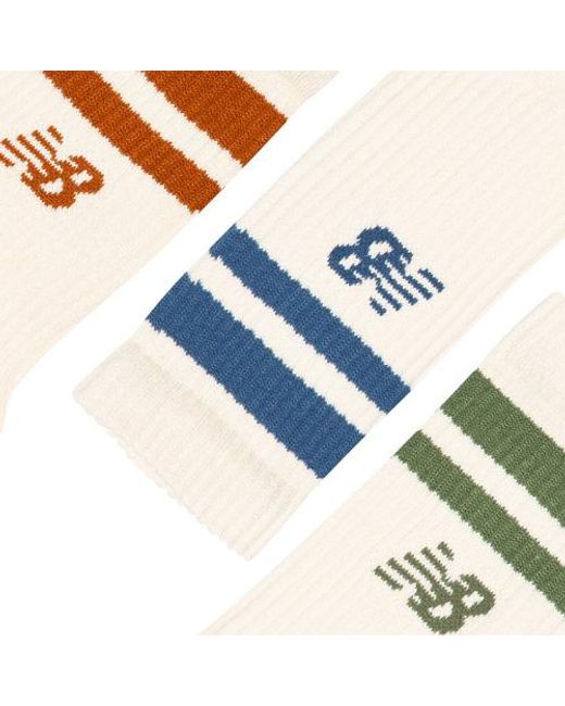 New Balance White Active Lifestyle Striped Crew Socks 3 Pack