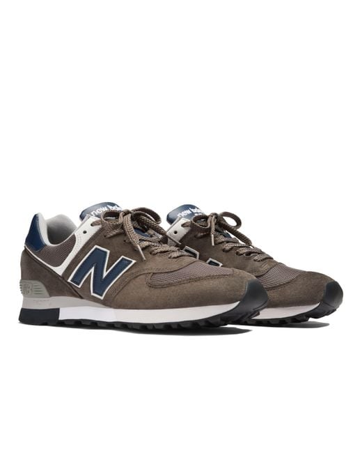 New Balance Gray Made In Uk 576 In Brown/blue/grey Suede/mesh