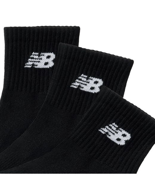 New Balance Everyday Ankle 3 Pack In Black Cotton
