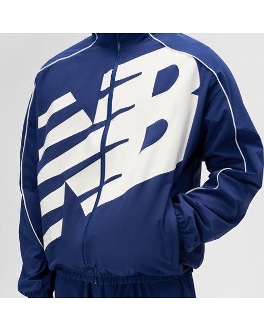 New Balance Blue Basketball Oversized Print Woven Jacket for men