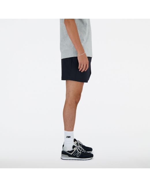 New Balance Blue Athletics Stretch Woven Short 5" In Black Polywoven for men
