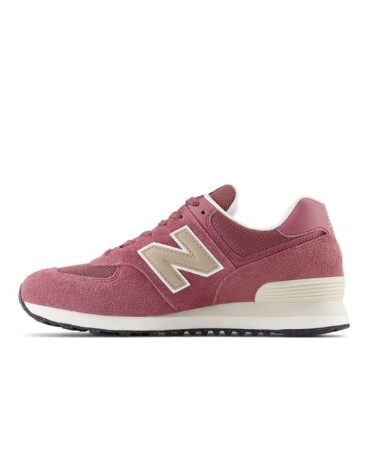 New Balance Pink 574 In Red/brown Suede/mesh
