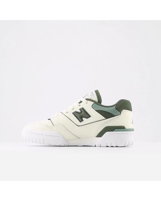 New Balance White 550 In Beige/green Leather