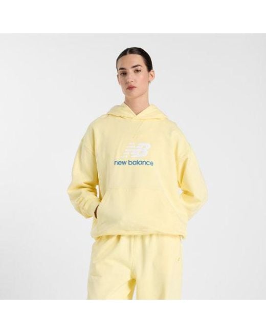 New Balance Yellow Athletics French Terry Logo Hoodie