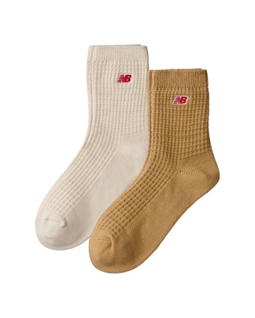 Waffle knit ankle socks 2 pack New Balance de color Brown