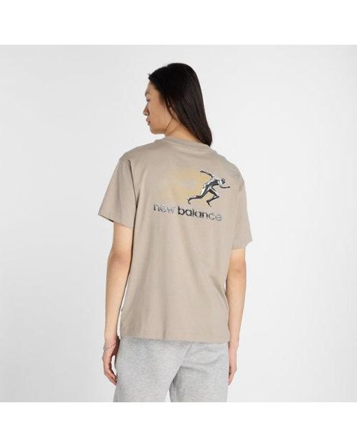 Hombre Chrome Runner T-Shirt En, Algodón, Talla New Balance de hombre de color Brown