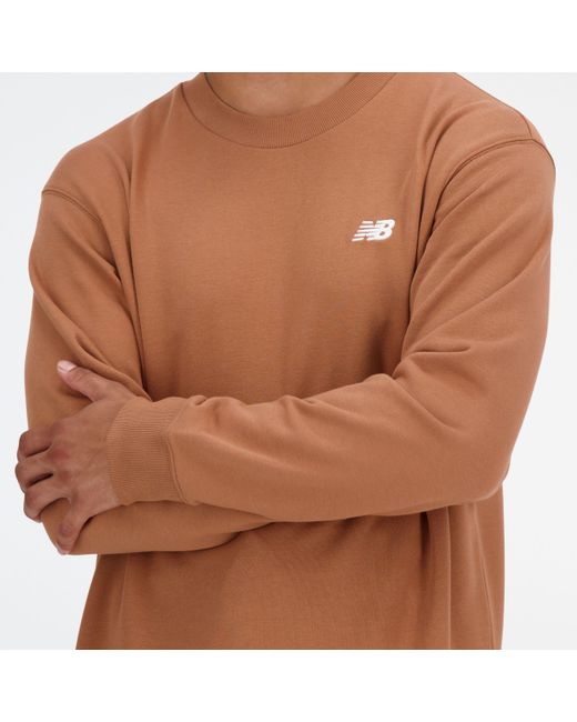 New Balance Sport Essentials French Terry Crew In Brown Cotton for men