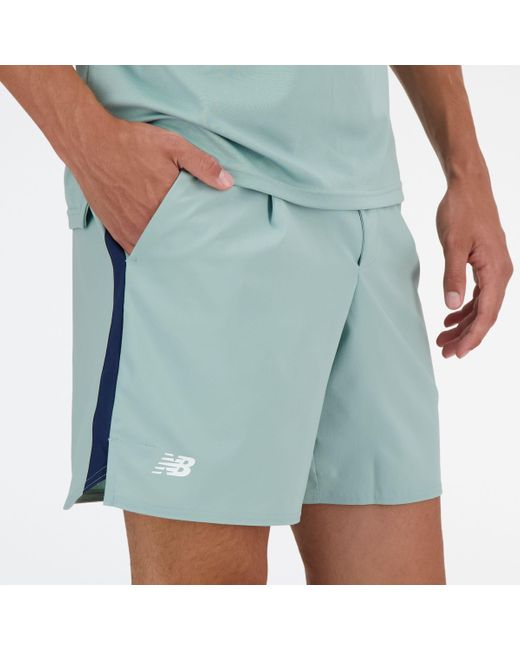 New Balance Blue Tournament Short In Green Polywoven for men
